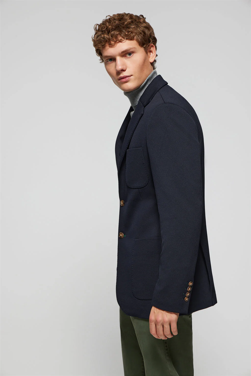 Blazer azul marino abotonada con detalles Polo Club - Image 7