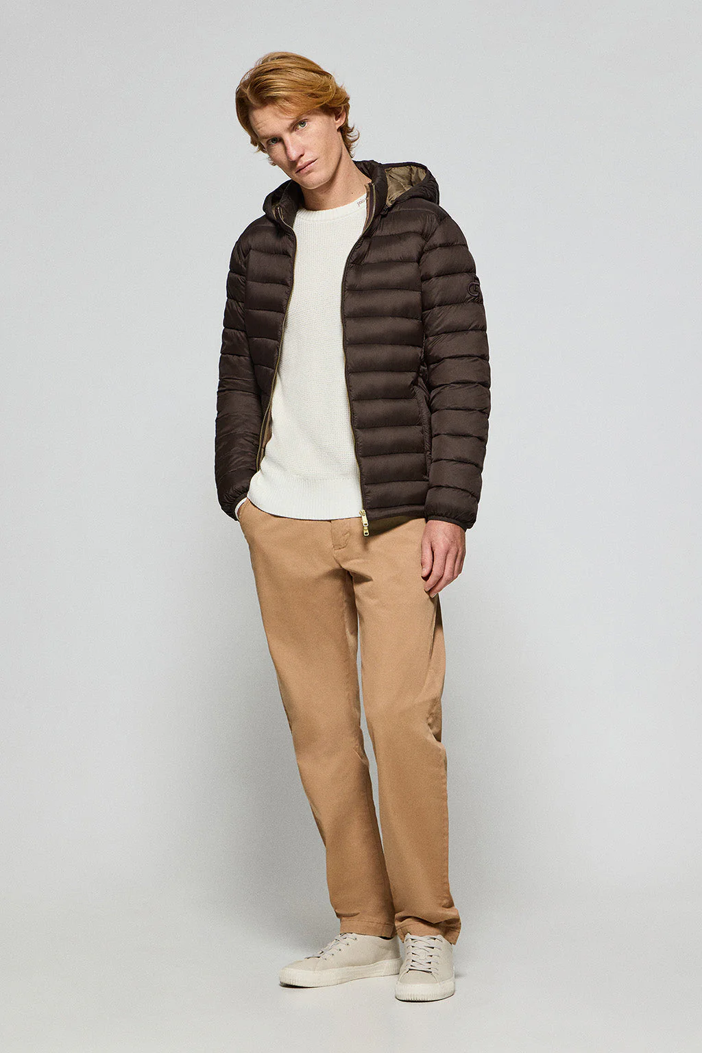 Chaqueta ultralight marrón Corey de capucha extraíble y bordado PC - Image 3