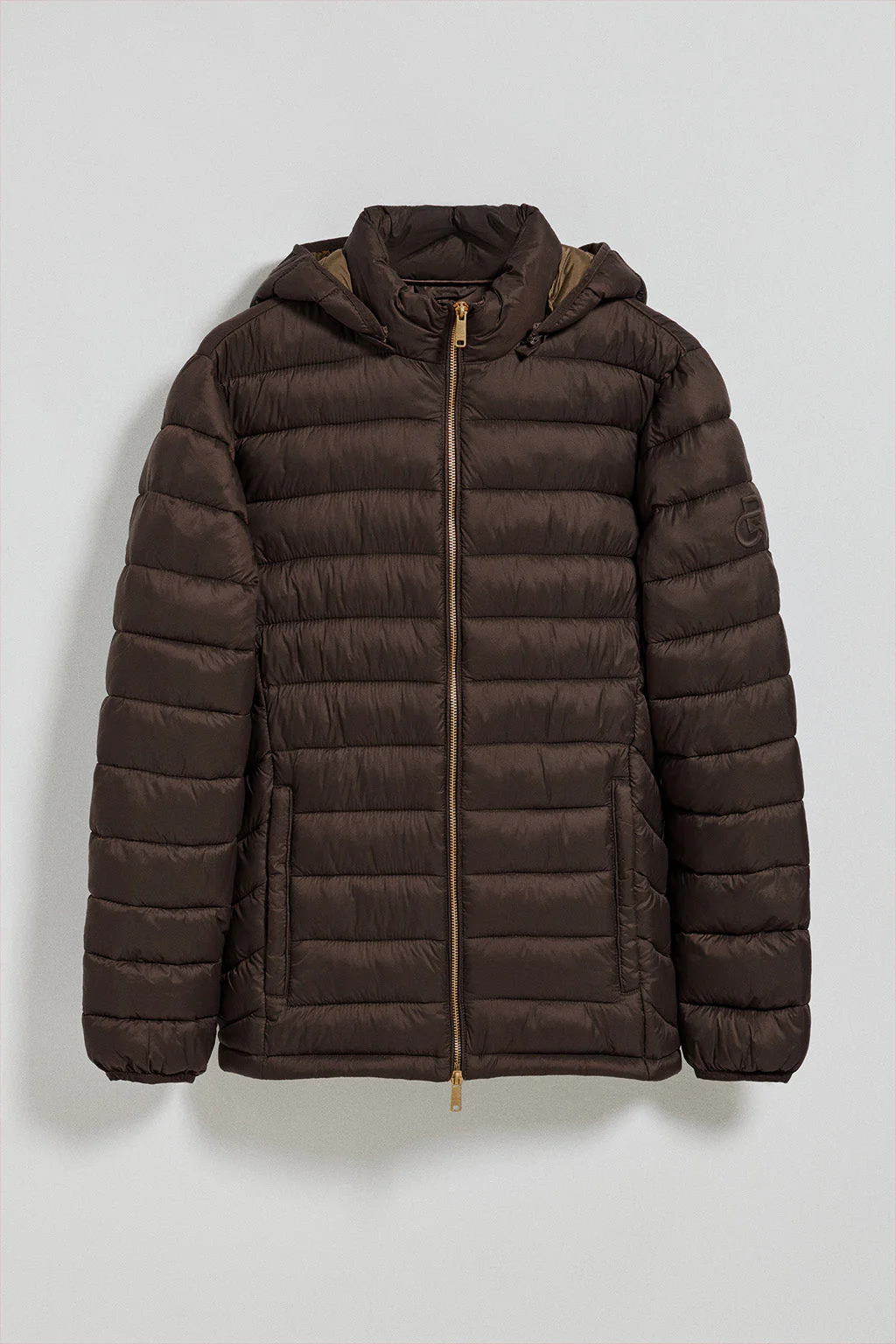 Chaqueta ultralight marrón Corey de capucha extraíble y bordado PC - Image 6