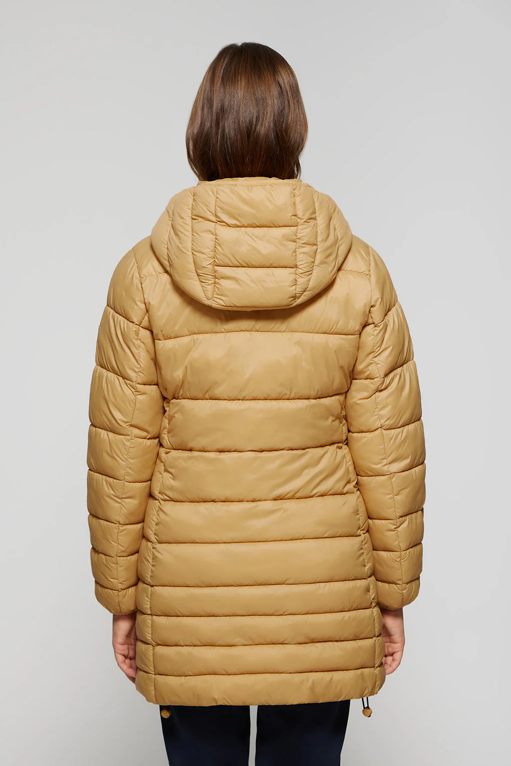 Abrigo Corinne color camel ultralight con capucha y logotipo Polo Club - Image 5