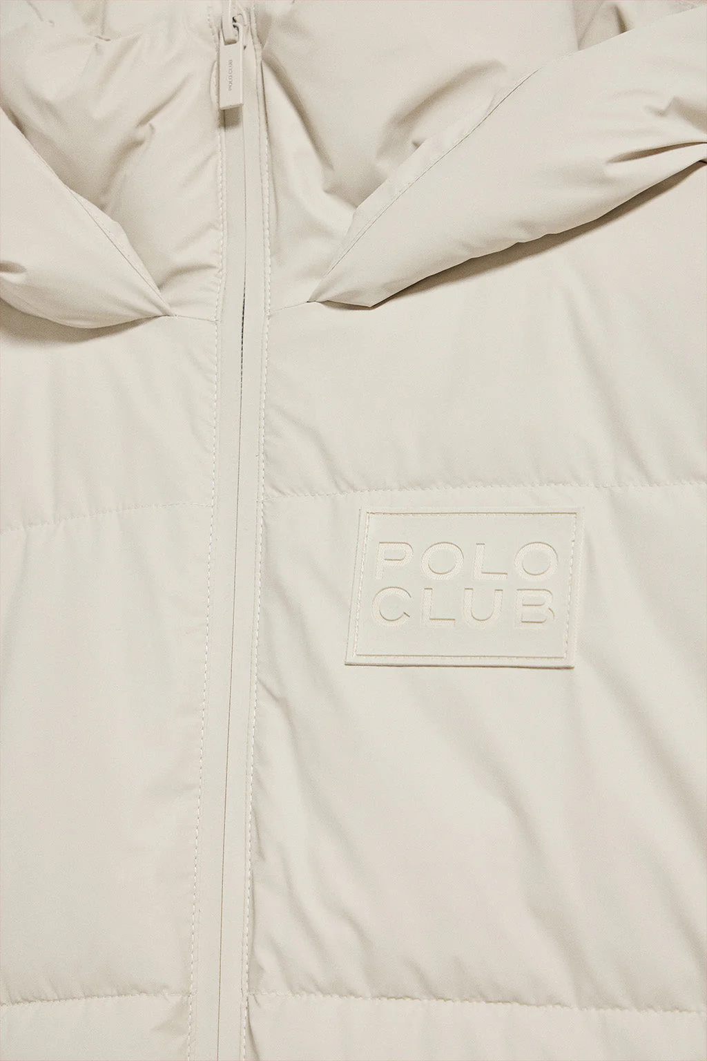 Chaqueta acolchada gris Glacier de capucha fija y detalles Polo Club - Image 10