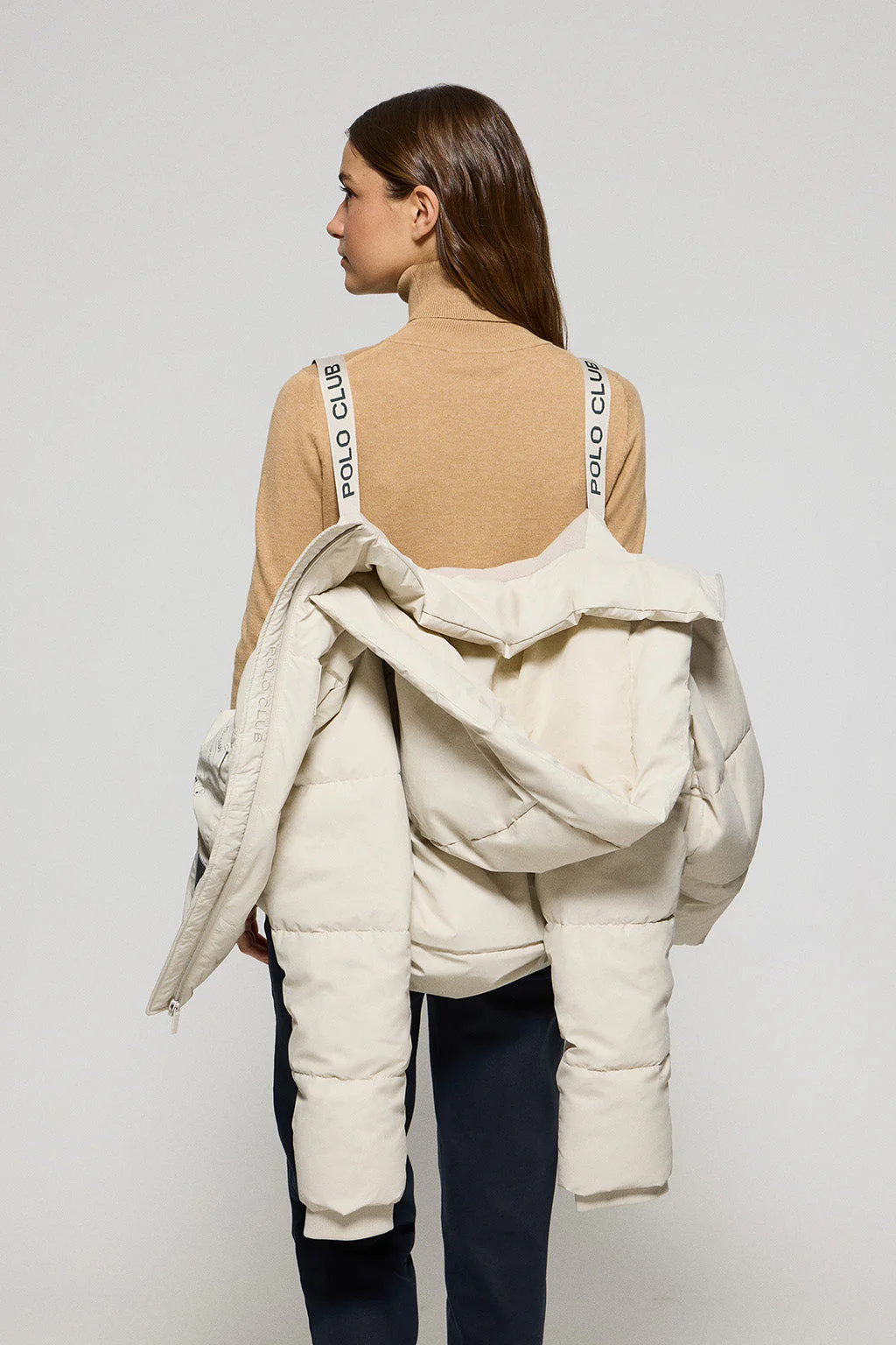 Chaqueta acolchada gris Glacier de capucha fija y detalles Polo Club - Image 4