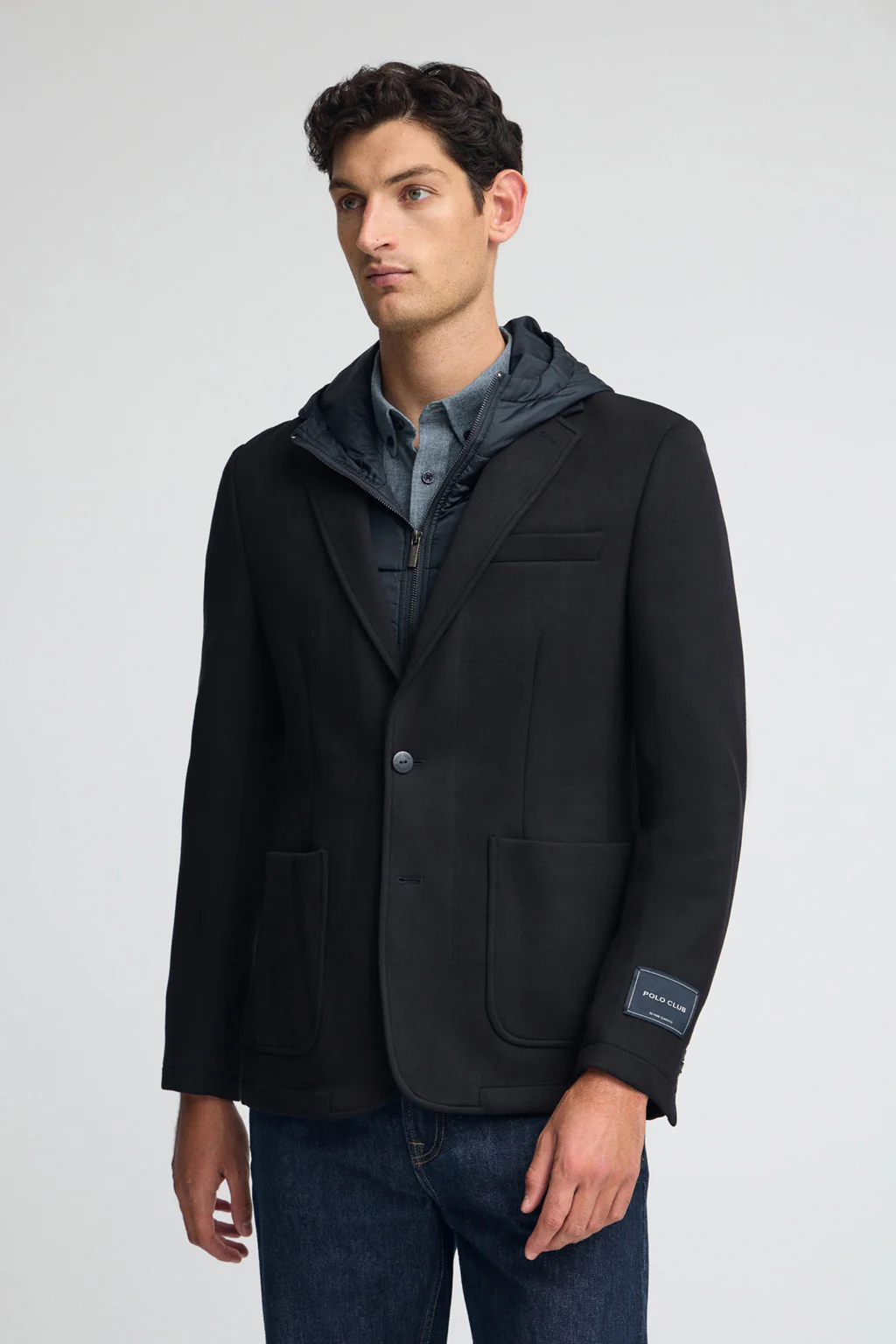 Americana Harby azul marino con logo Polo Club