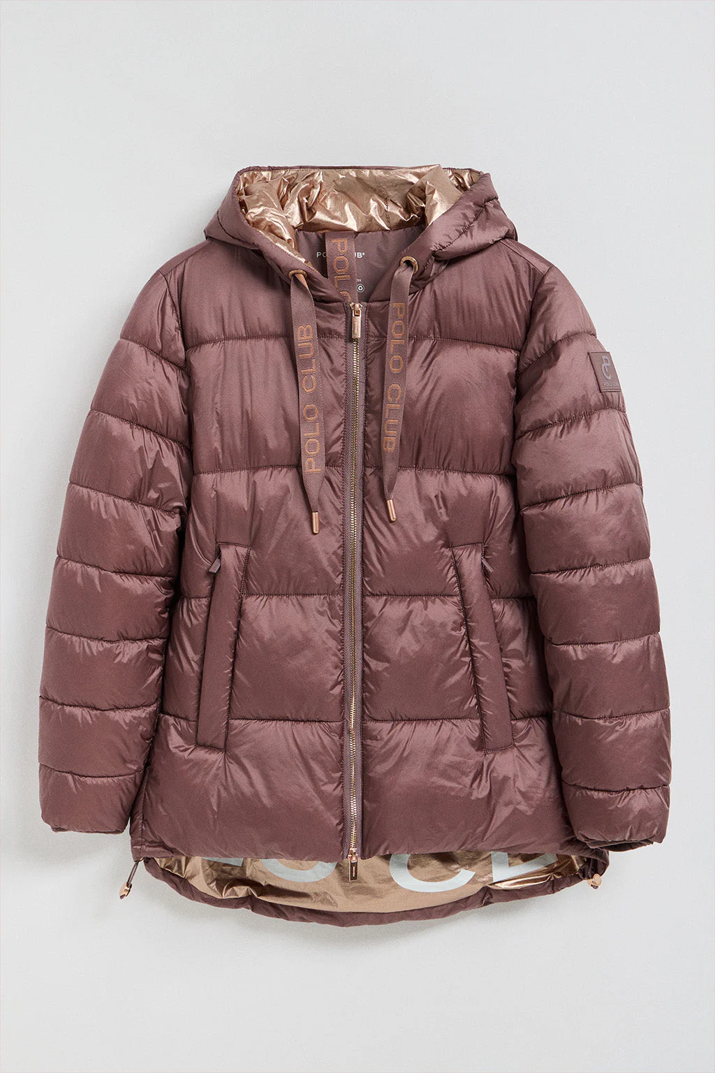 Chaqueta Ice acolchada rosa taupe de capucha fija y detalles Polo Club - Image 12