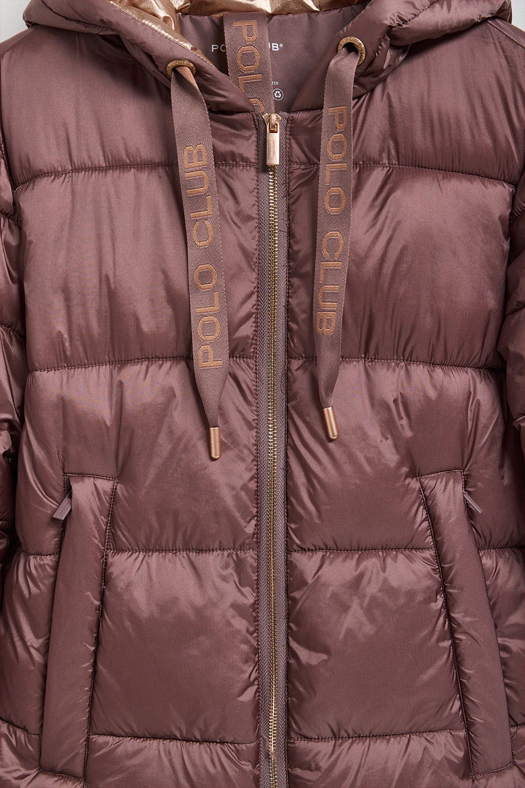 Chaqueta Ice acolchada rosa taupe de capucha fija y detalles Polo Club - Image 9
