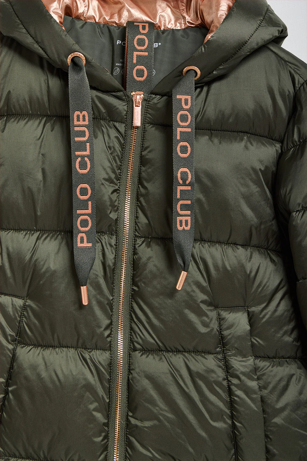 Chaqueta Ice acolchada verde de capucha fija y detalles Polo Club - Image 10