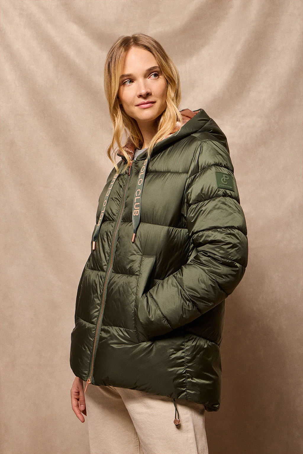 Chaqueta Ice acolchada verde de capucha fija y detalles Polo Club - Image 6