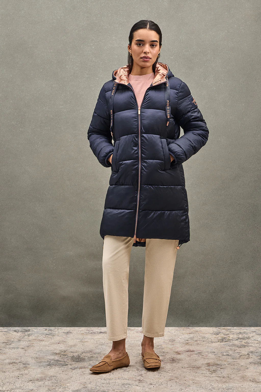 Abrigo Ingrid azul marino con logo Polo Club