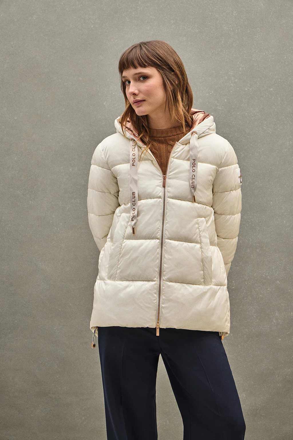 Chaqueta Ingrid color crudo con logo Polo Club