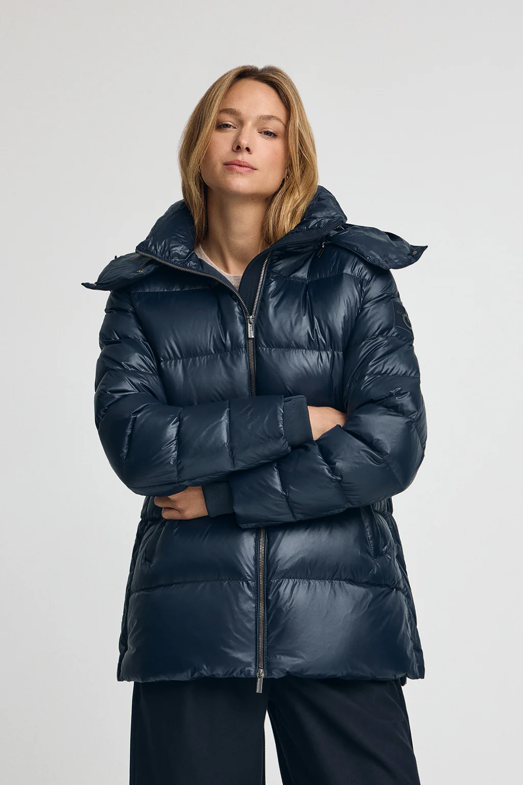 Chaqueta de plumas Ofelia azul marino con logo Polo Club