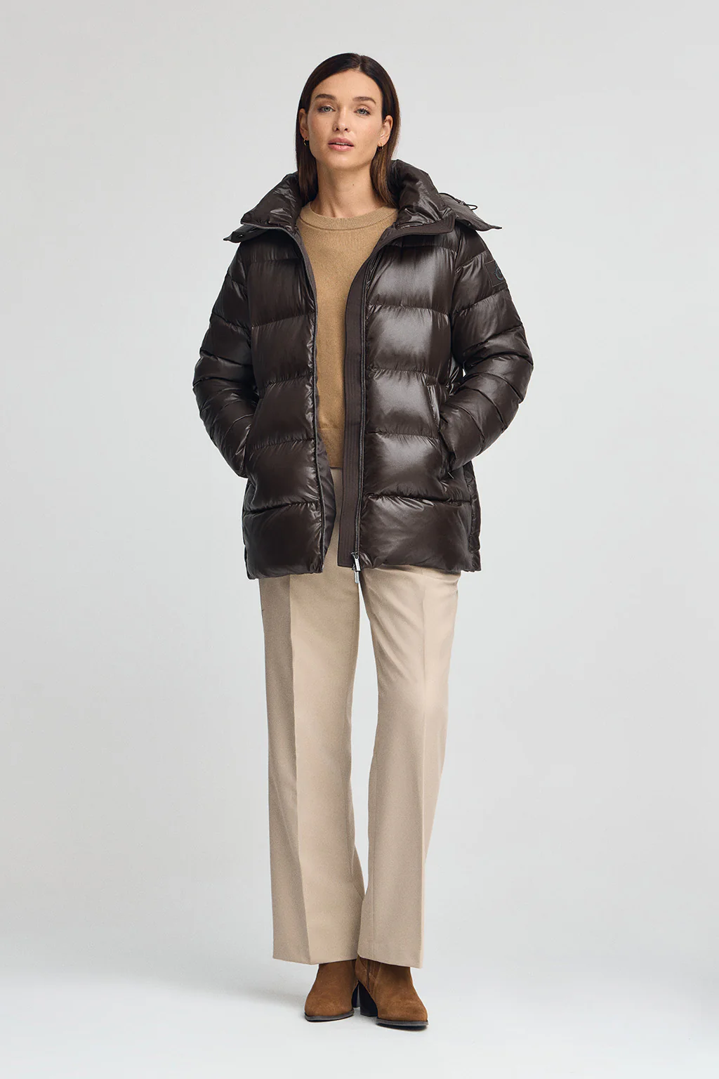 Chaqueta de plumas Ofelia marrón con logo Polo Club - Image 5