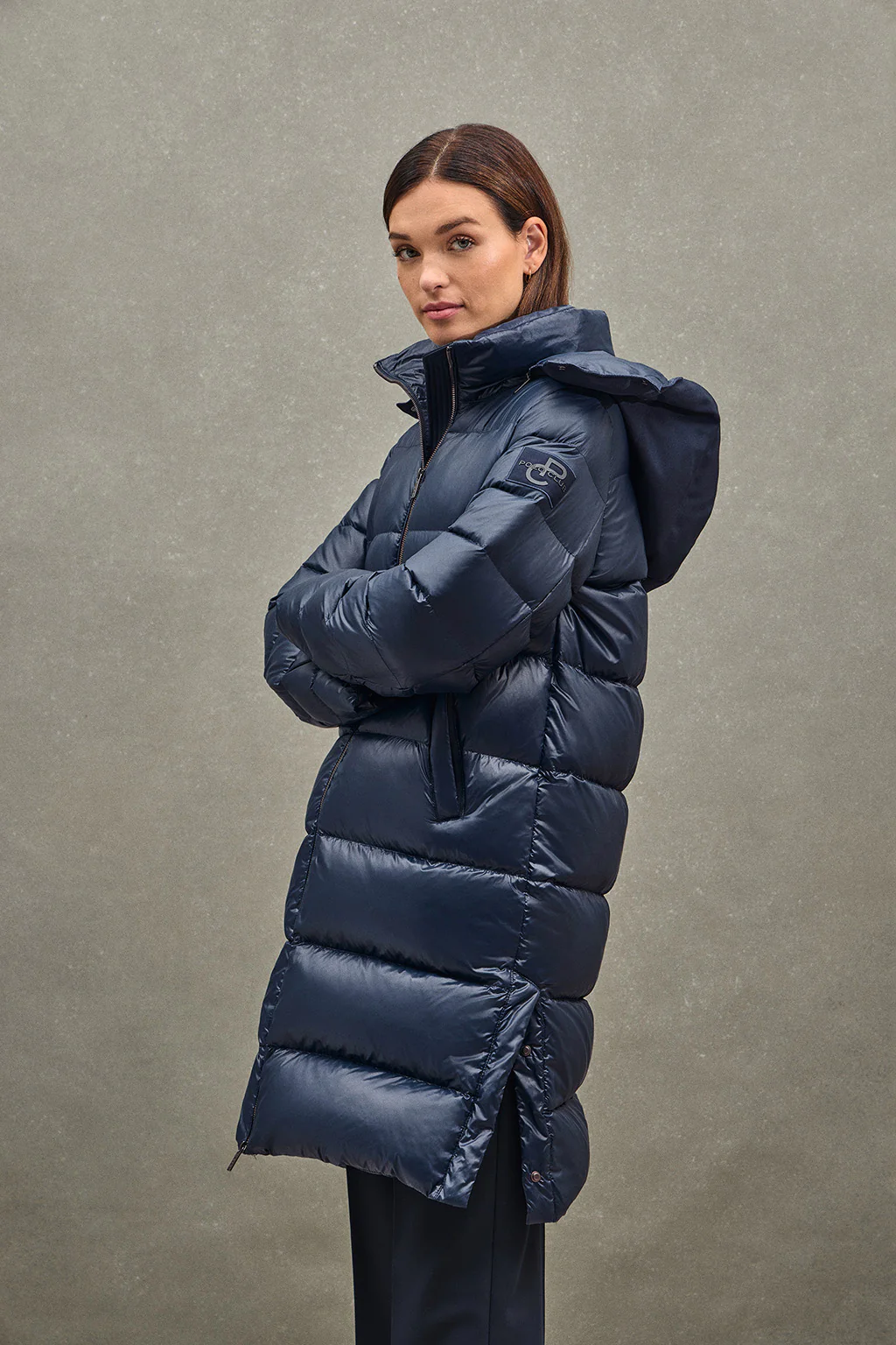 Chaqueta de plumas Olena azul marino con logo Polo Club