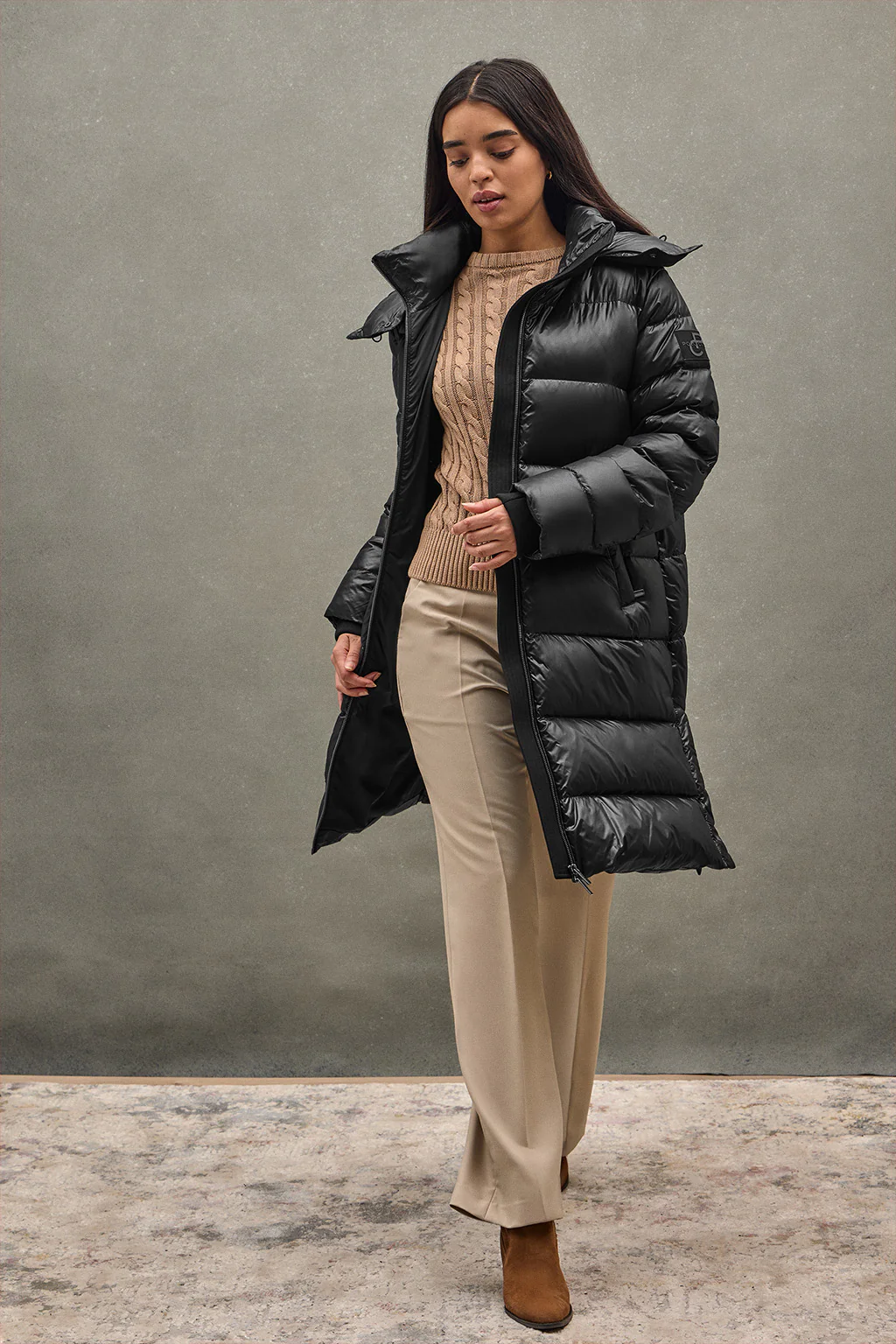 Chaqueta de plumas Olena negra con logo Polo Club