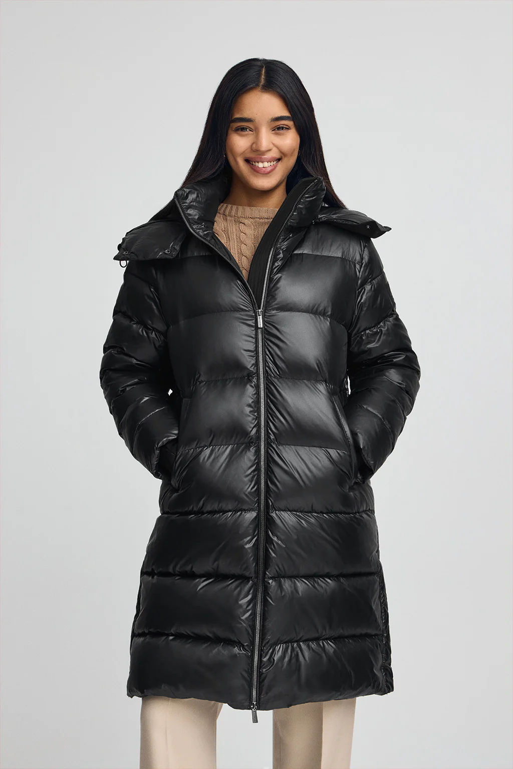 Chaqueta de plumas Olena negra con logo Polo Club - Image 2