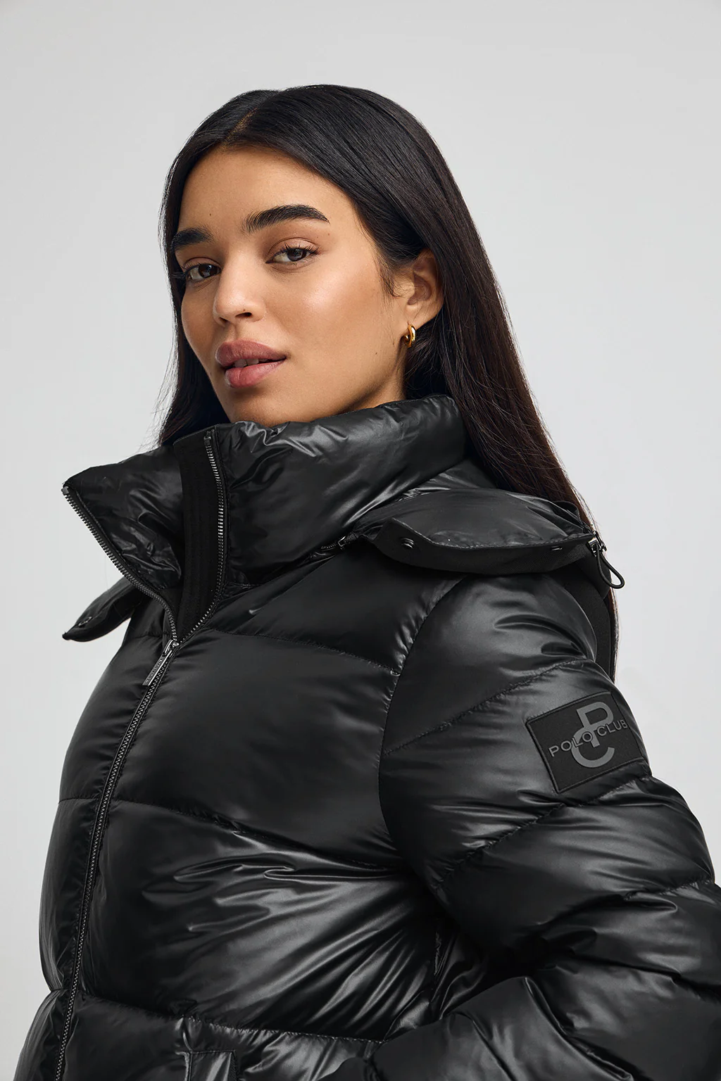Chaqueta de plumas Olena negra con logo Polo Club - Image 3