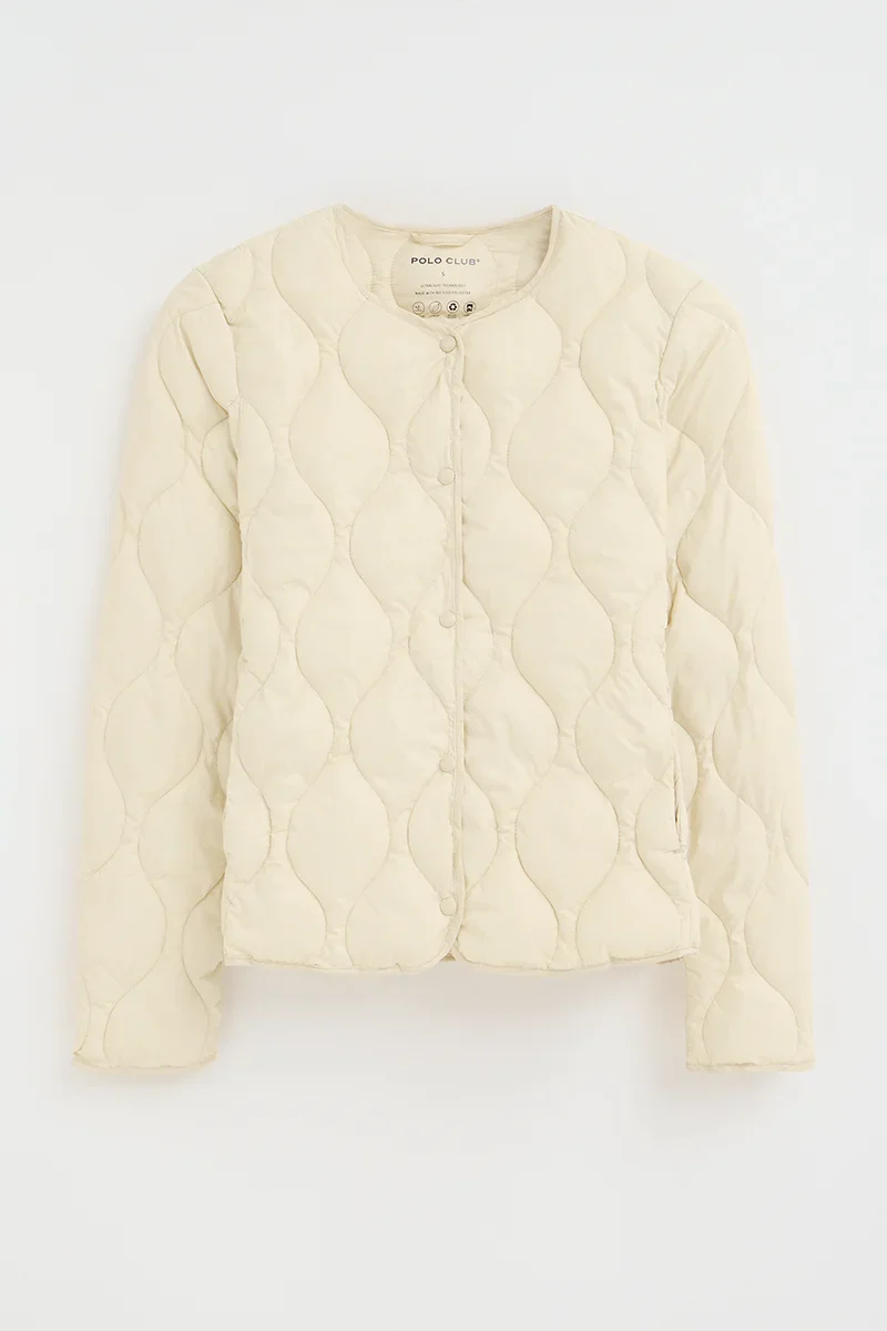 Chaqueta ultraligera Paloma color crema con logo Polo Club - Image 6