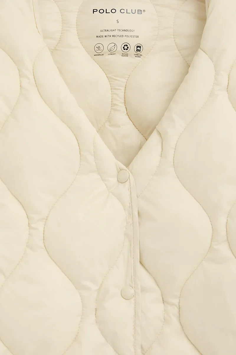 Chaqueta ultraligera Paloma color crema con logo Polo Club - Image 7