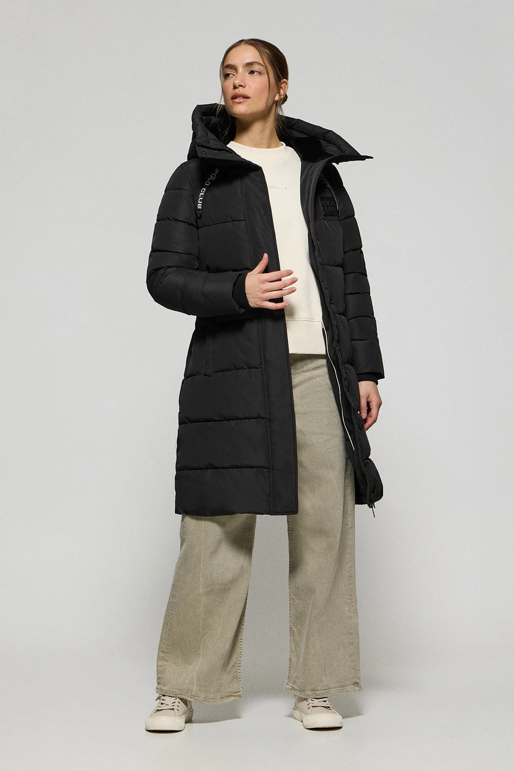 Abrigo Polar negro con capucha fija y detalles Polo Club - Image 3