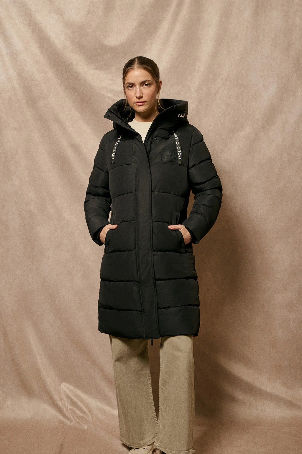 Abrigo Polar negro con capucha fija y detalles Polo Club - Image 5