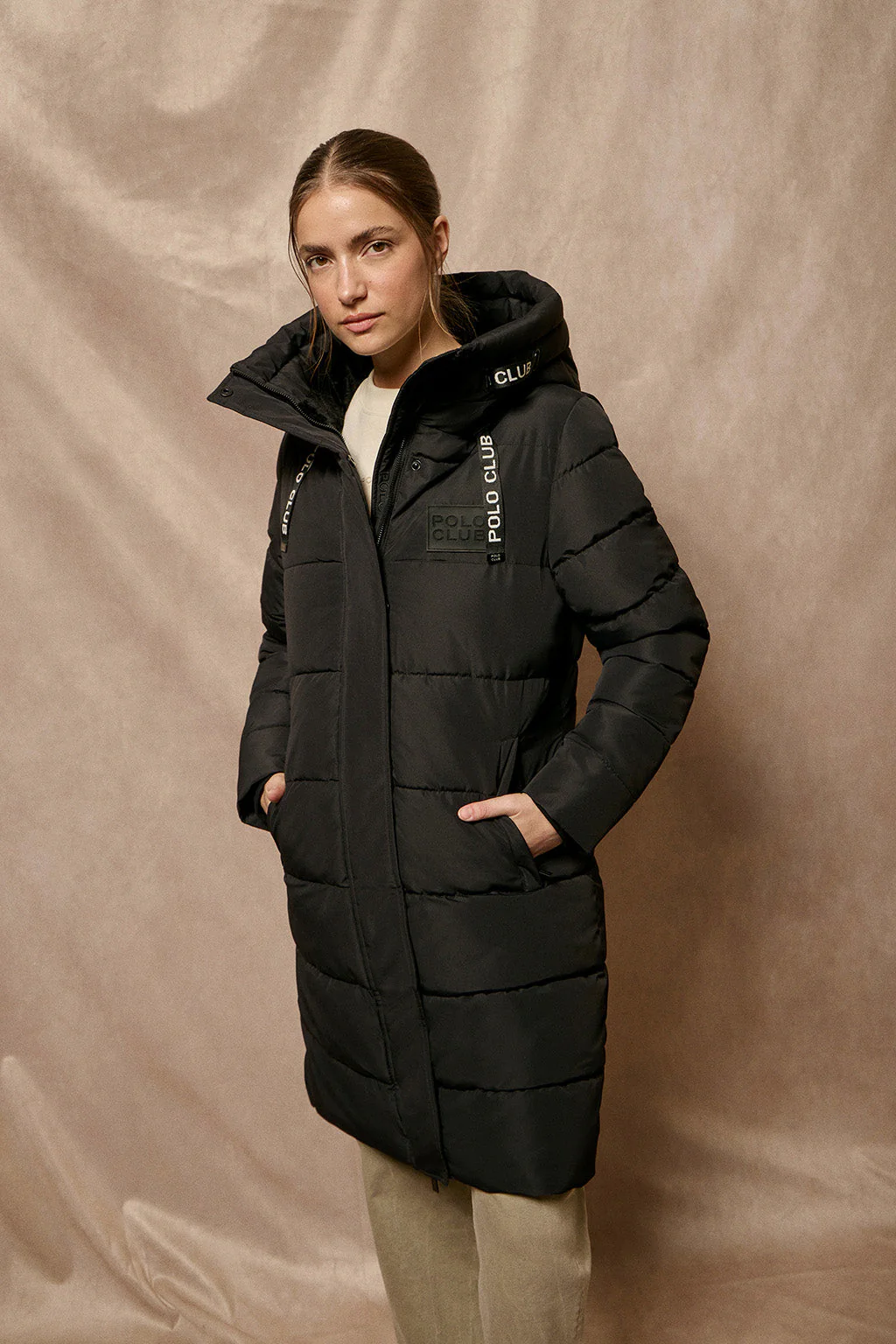 Abrigo Polar negro con capucha fija y detalles Polo Club - Image 6
