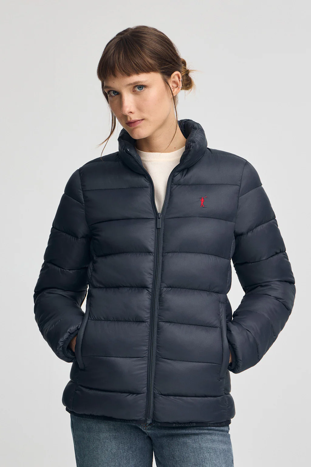 Chaqueta Salma Embroidery azul marino con logo Rigby Go