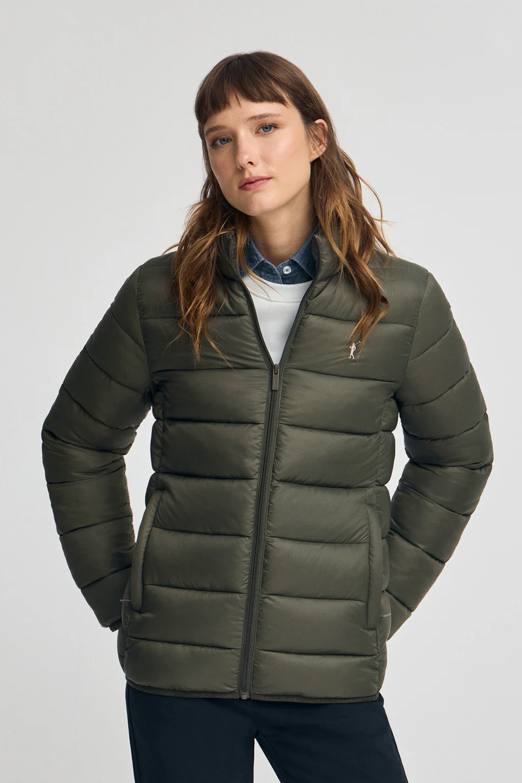 Chaqueta Salma Embroidery verde bosque con logo Rigby Go