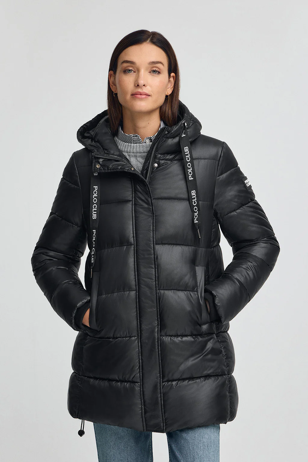 Abrigo Silvon negro con logo Polo Club - Image 3