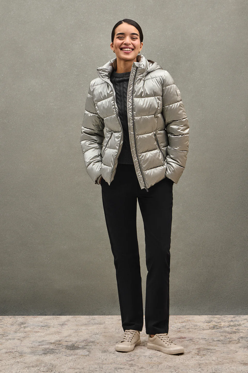 Chaqueta Silvon plateado con logo Polo Club