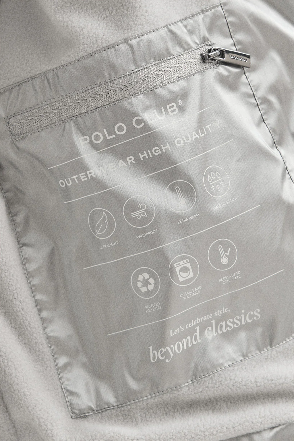 Chaqueta Silvon plateado con logo Polo Club - Image 8