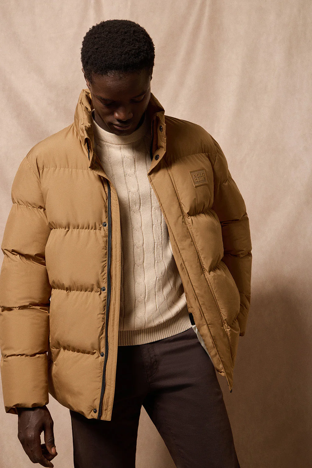 Chaqueta color camel Slope acolchada con detalles Polo Club - Image 7
