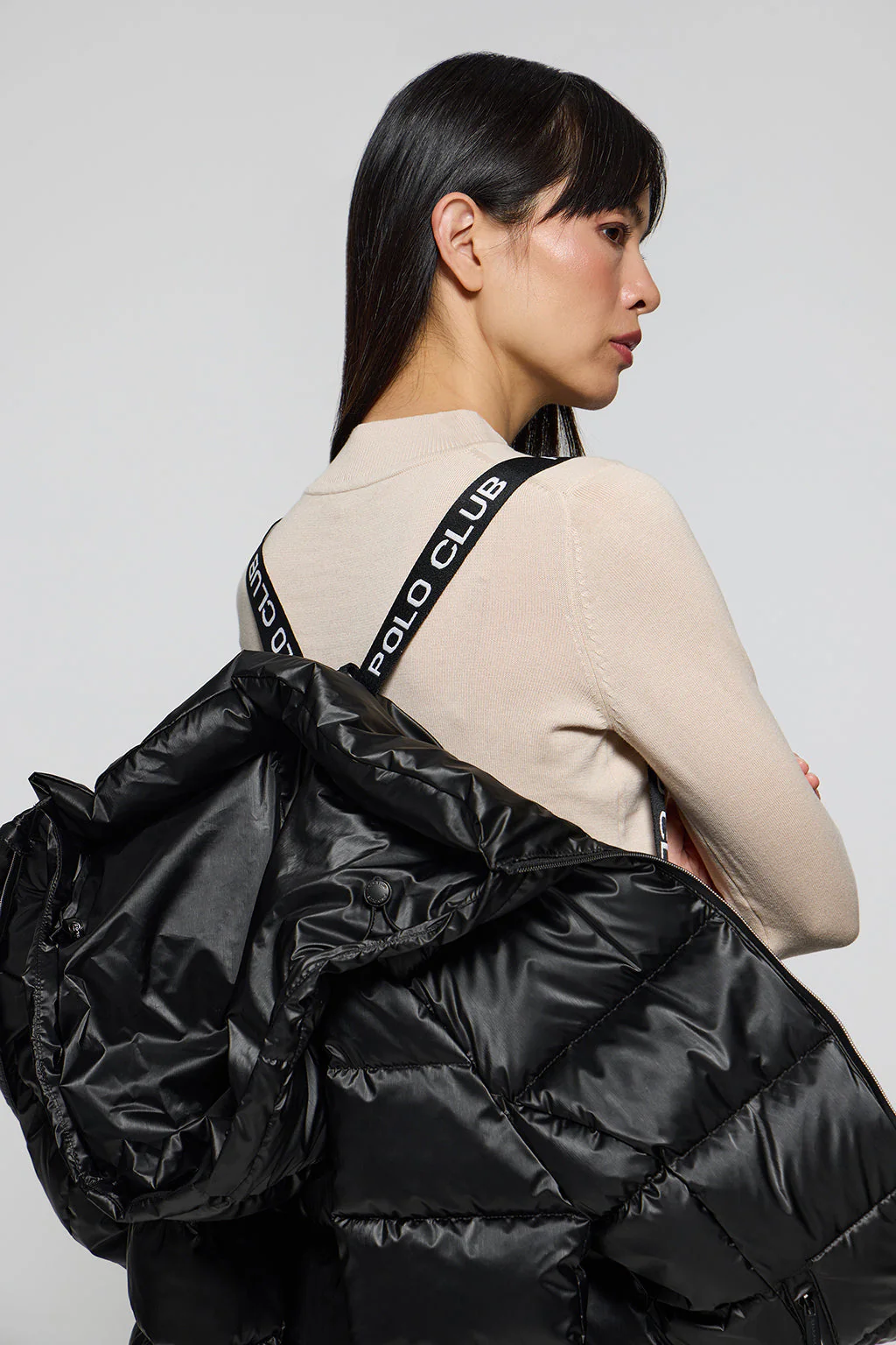 Chaquetón negro efecto brillo Snow de capucha fija y detalles Polo Club - Image 5