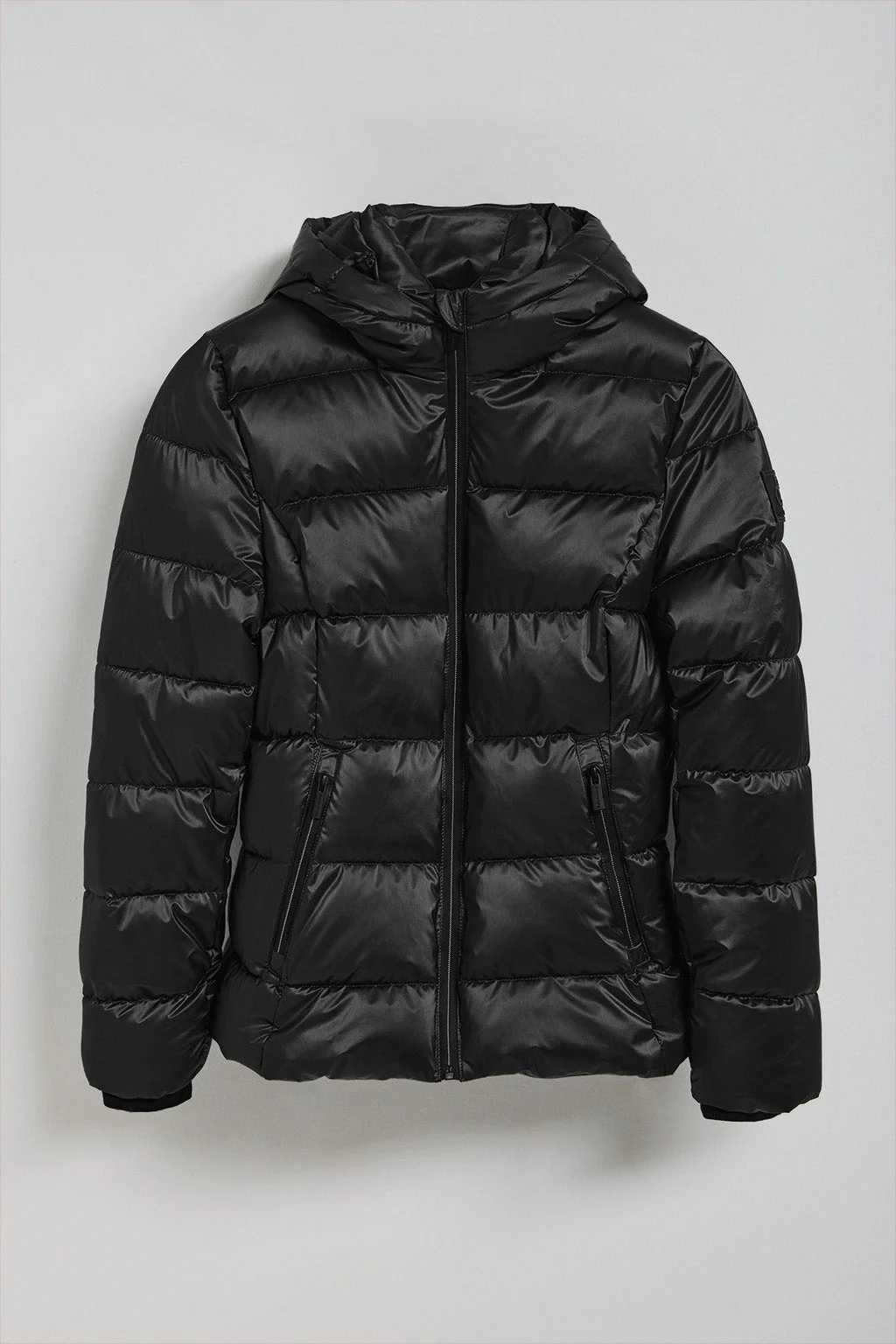 Chaquetón negro efecto brillo Snow de capucha fija y detalles Polo Club - Image 7