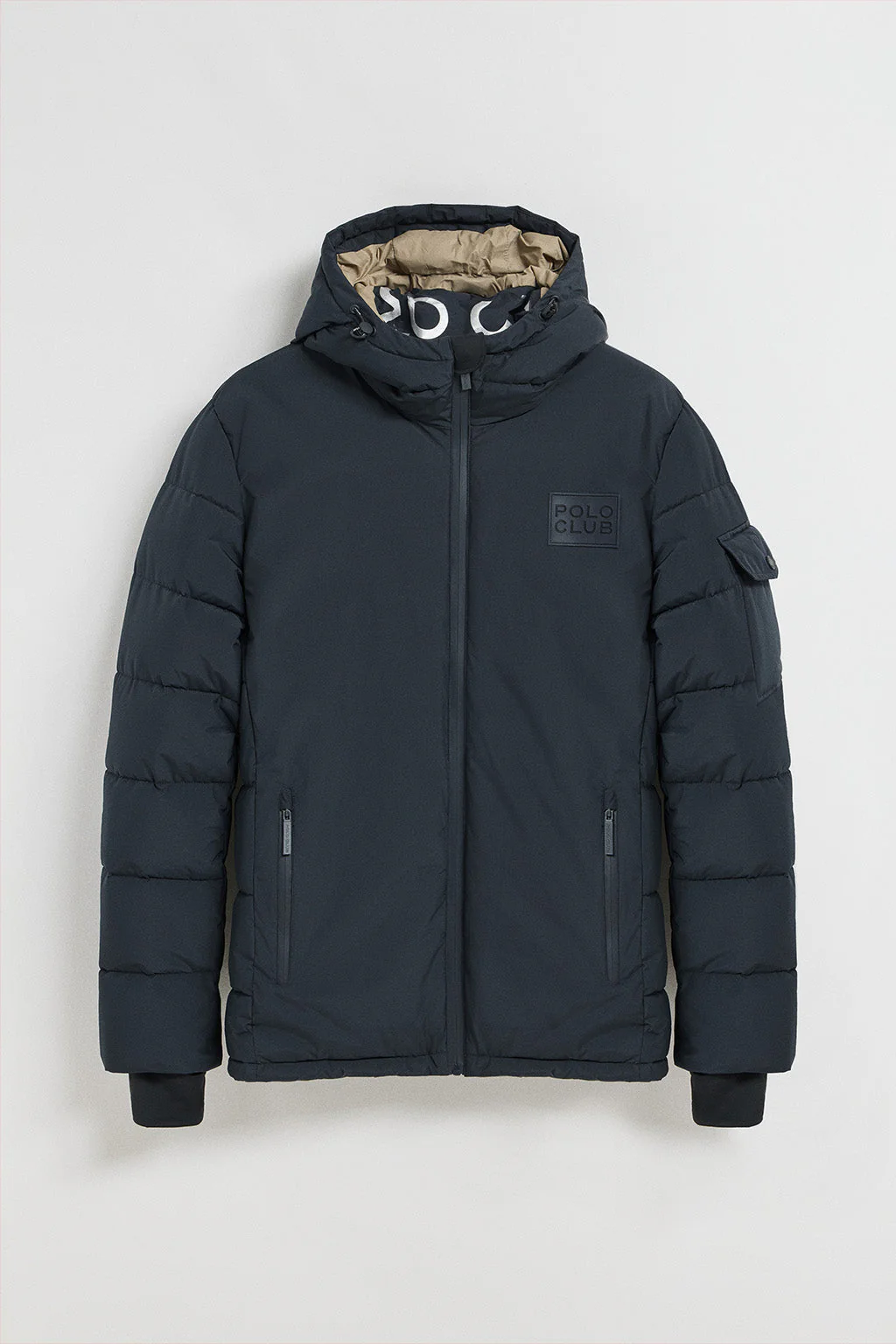 Chaqueta St Moritz azul marino acolchada de capucha fija y detalles Polo Club - Image 10