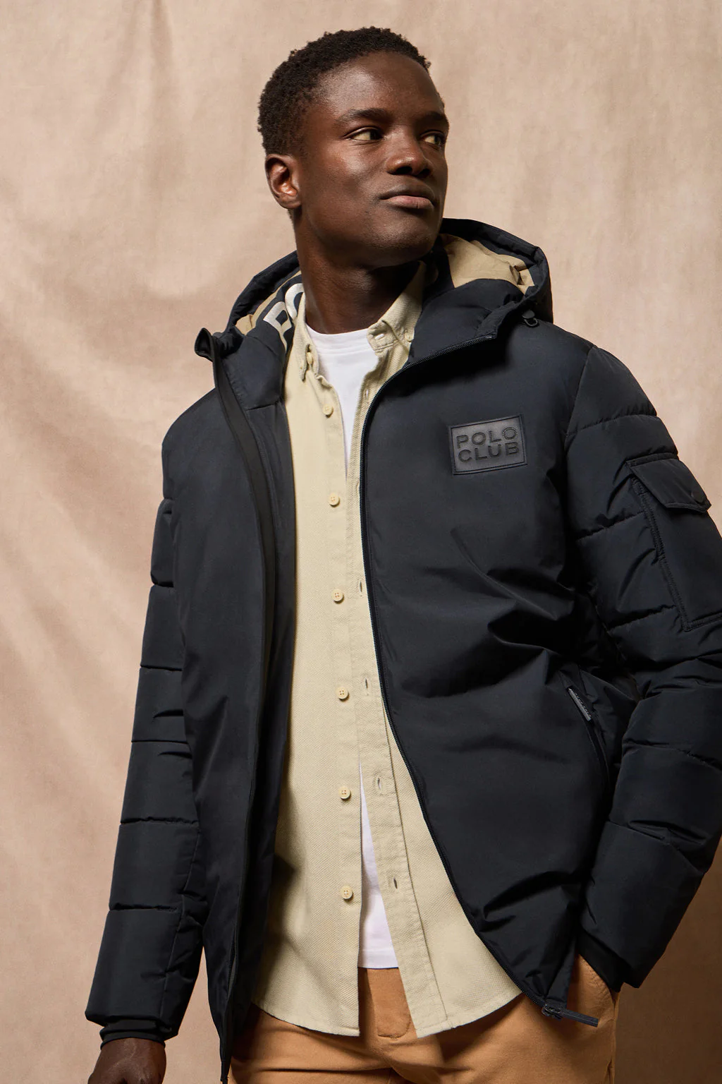 Chaqueta St Moritz azul marino acolchada de capucha fija y detalles Polo Club - Image 7