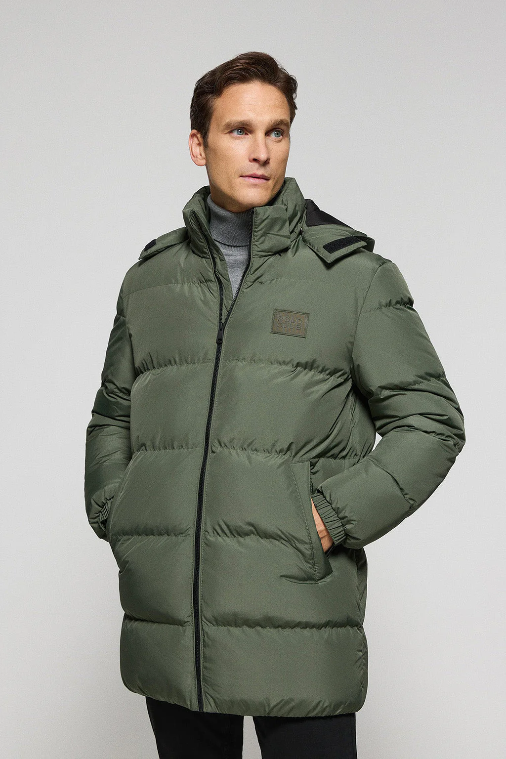 Abrigo verde caqui Staten de capucha desmontable y detalles Polo Club - Image 3