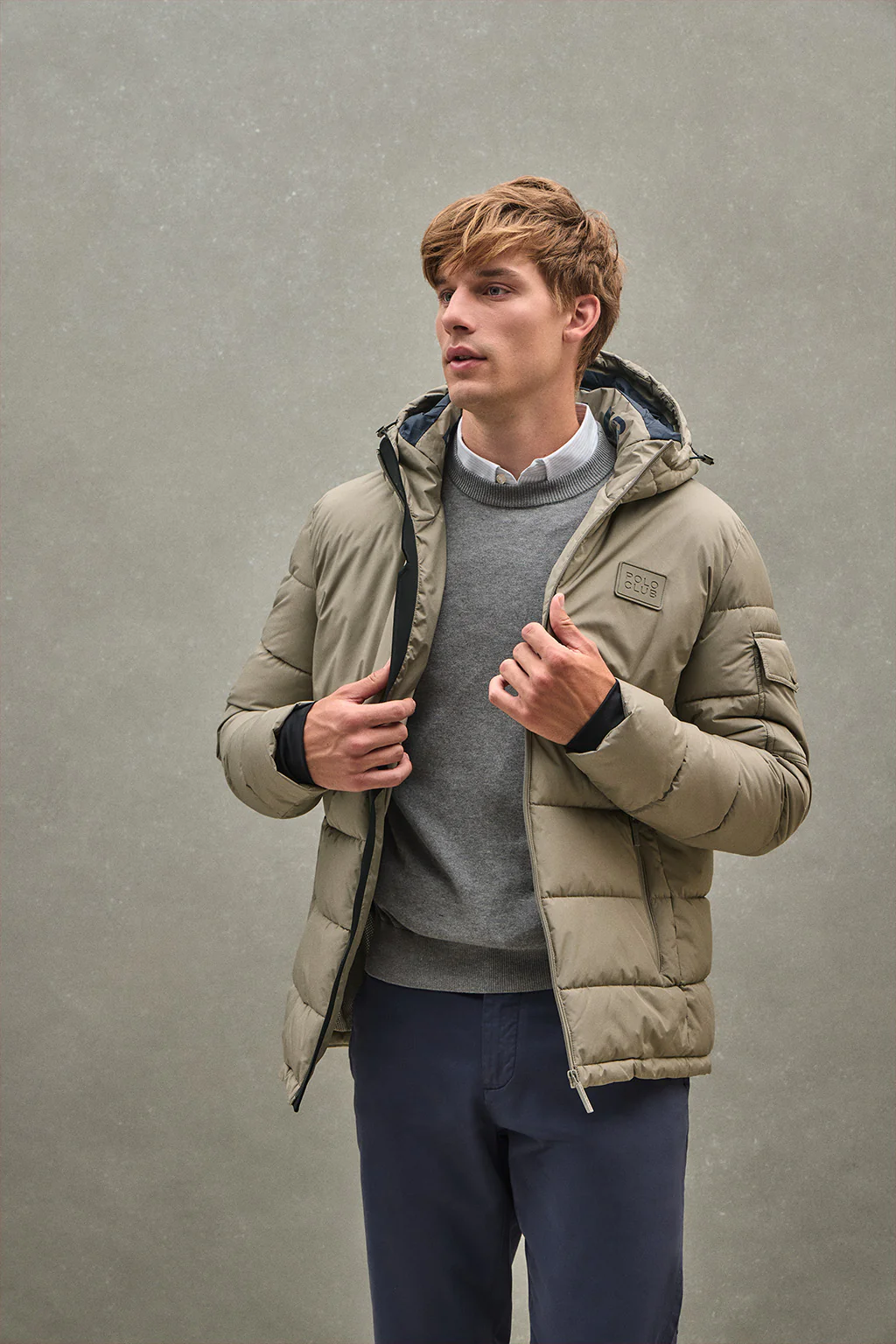 Chaqueta Val Thorens color piedra con logo Polo Club - Image 3