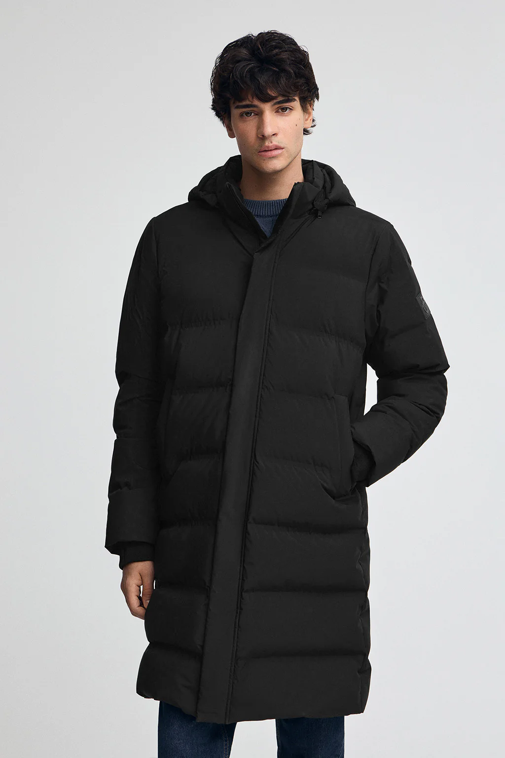 Abrigo de plumas Valberg negro con logo Polo Club