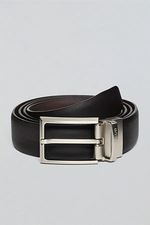 Cinturón clásico reversible Tyler negro y marrón con detalle Polo Club - Image 5