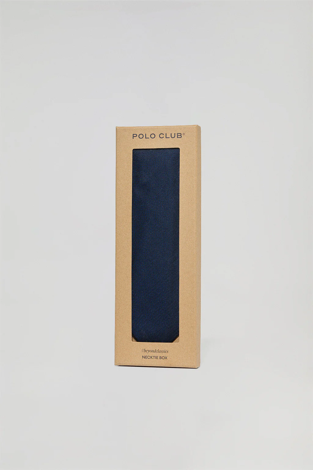 Corbata lisa de seda azul con logotipo Polo Club - Image 4
