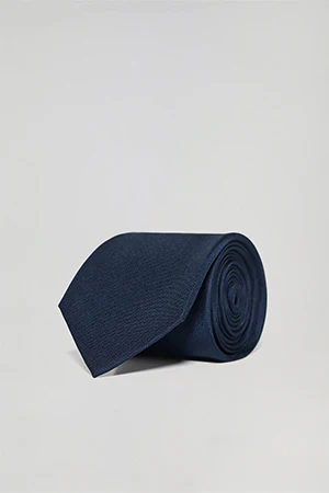 Corbata lisa de seda azul con logotipo Polo Club - Image 7