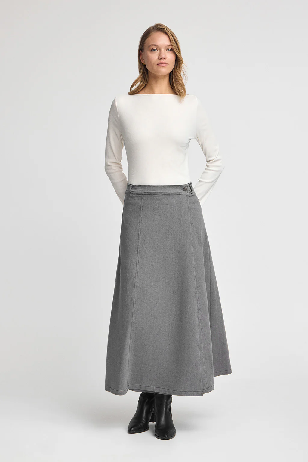 Falda Alisa vaquera gris con detalles Polo Club