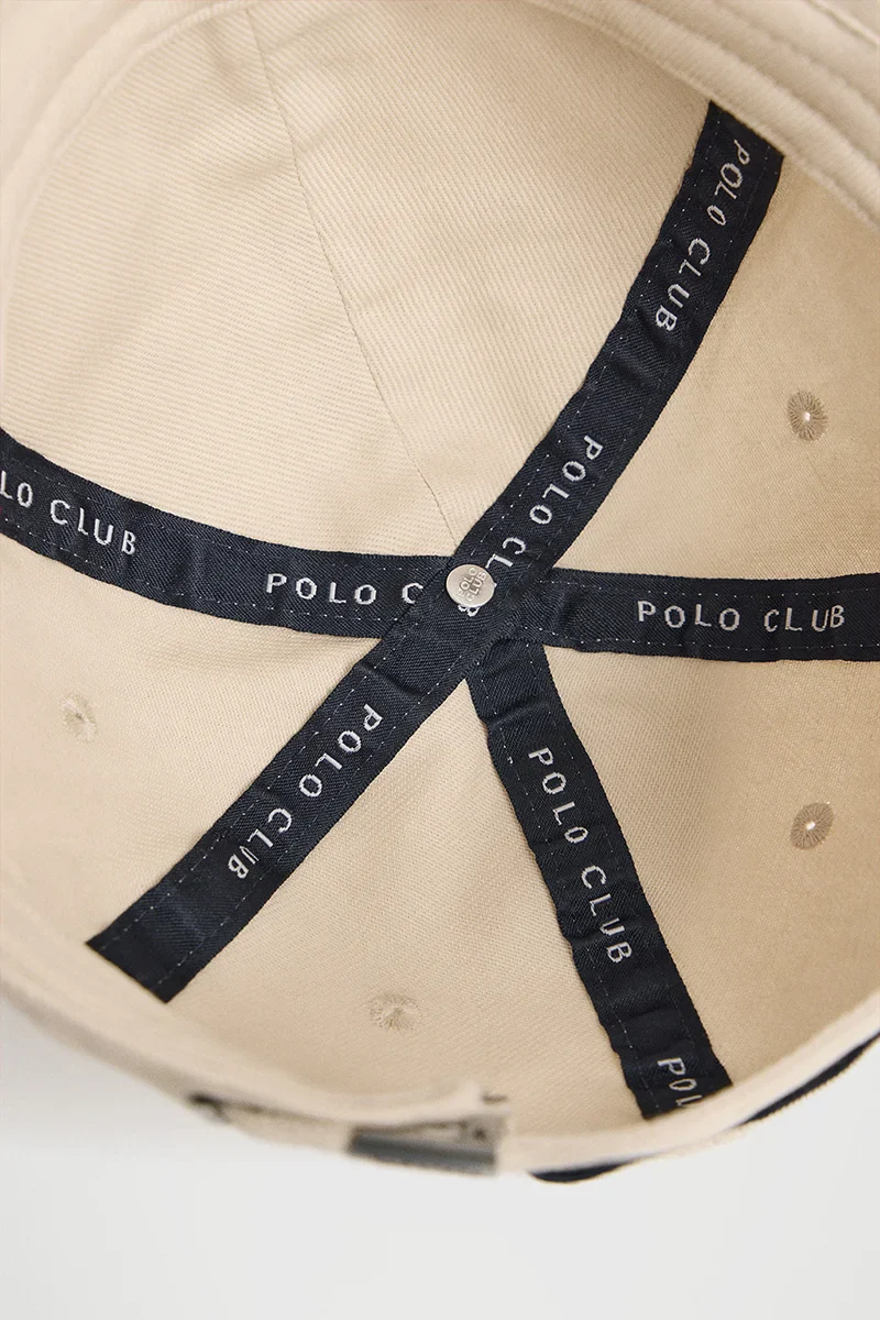 Gorra beige de seis paneles con logo Polo Club - Image 3