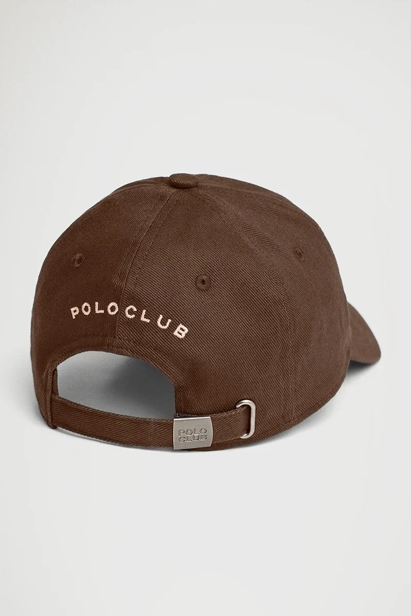 Gorra color chocolate de seis paneles con logo Rigby Go - Image 2