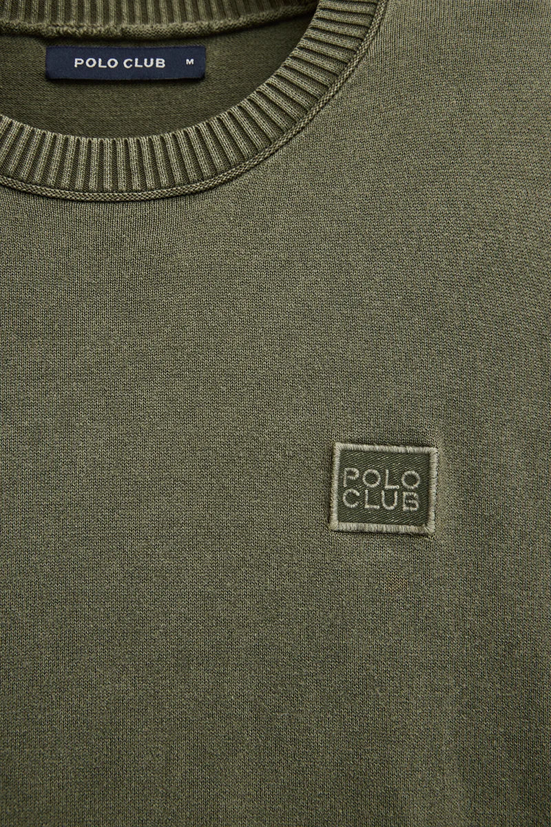 Jersey de manga corta verde musgo con efecto lavado de corte slim Polo Club - Image 7