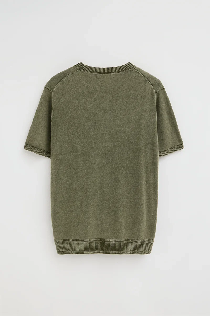 Jersey de manga corta verde musgo con efecto lavado de corte slim Polo Club - Image 8