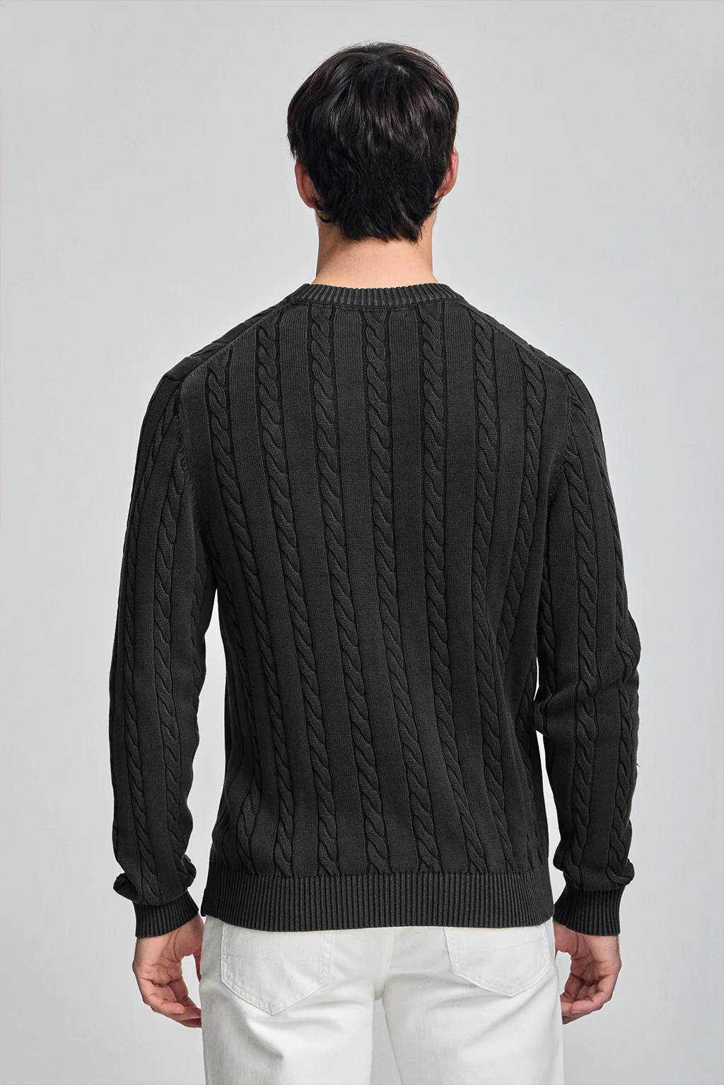 Jersey gris asfalto trenzado garment dye con logo bordado - Image 5