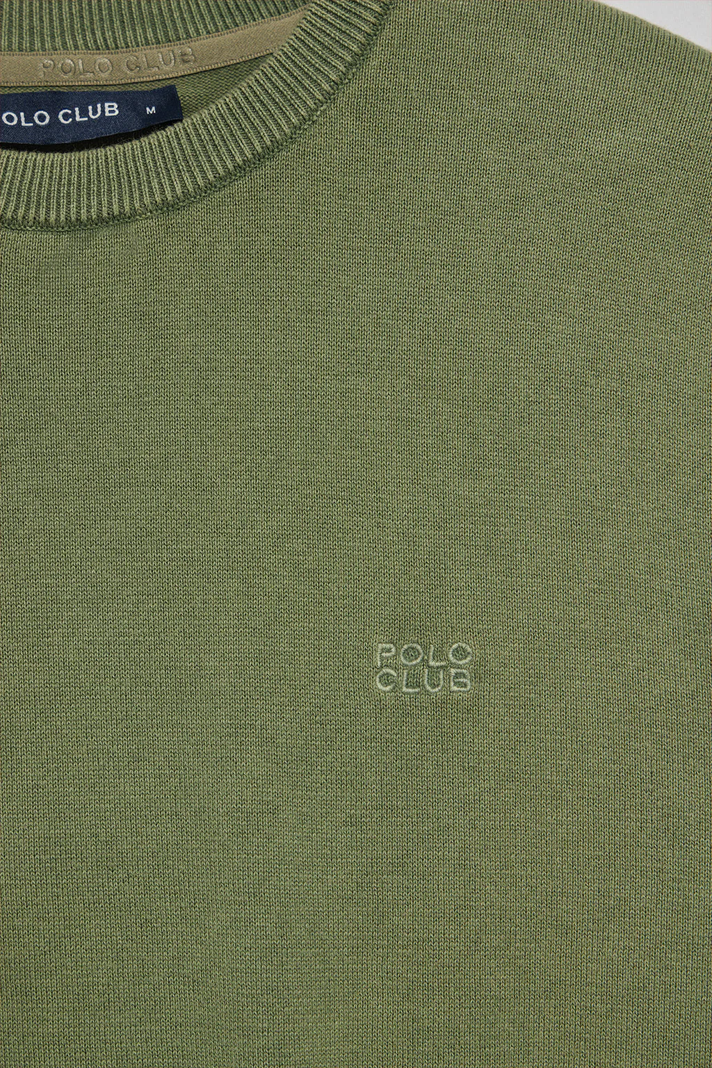 Jersey verde claro de manga corta garment dye con logo bordado - Image 7