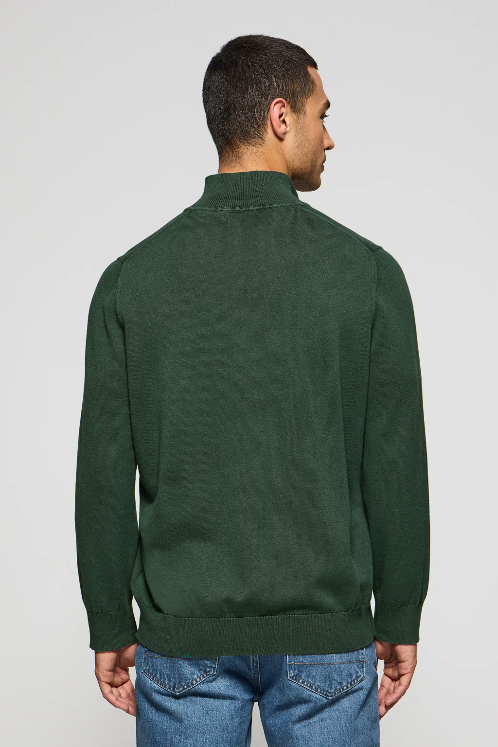Jersey verde esmeralda de media cremallera garment dye con logo bordado - Image 5