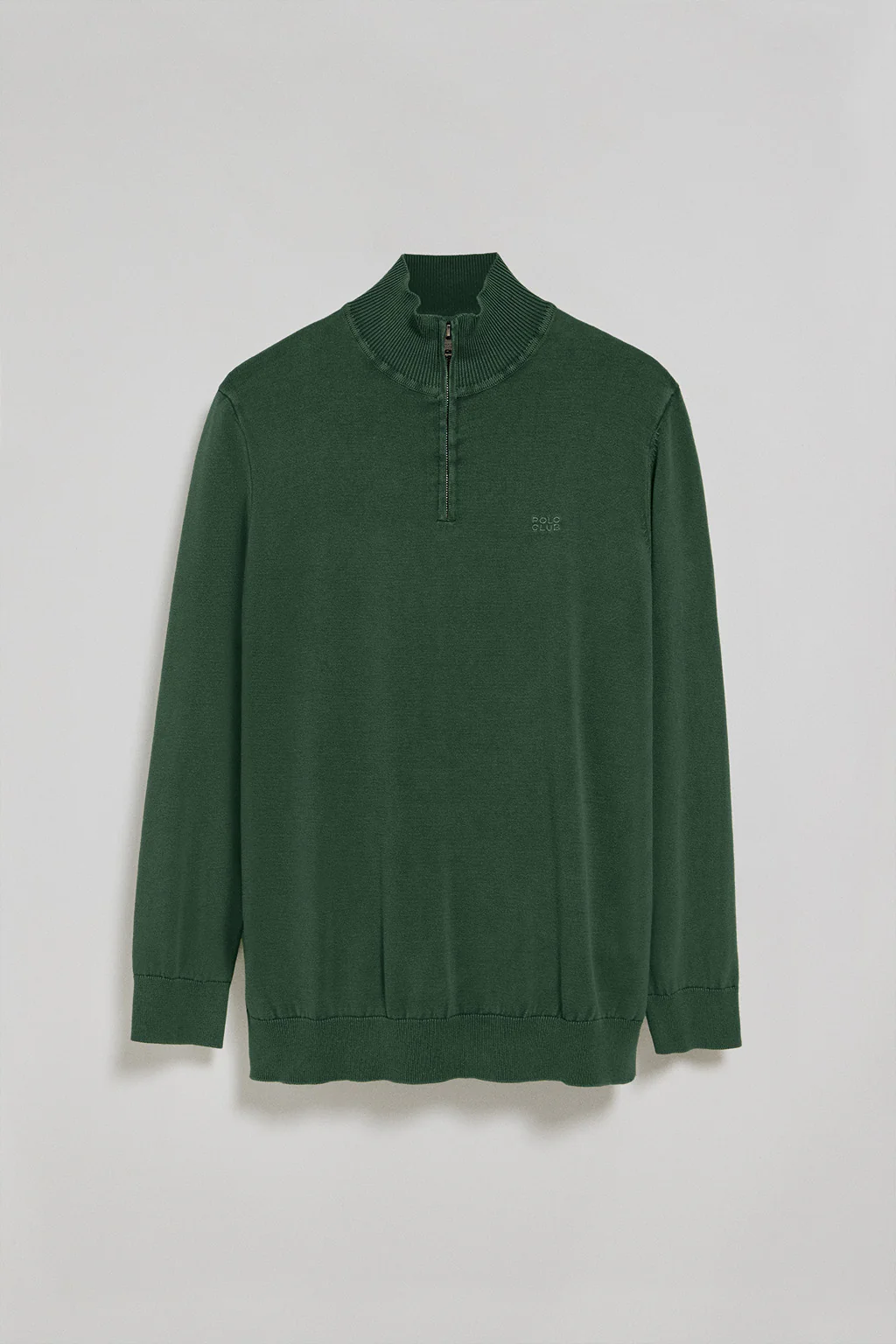 Jersey verde esmeralda de media cremallera garment dye con logo bordado - Image 6