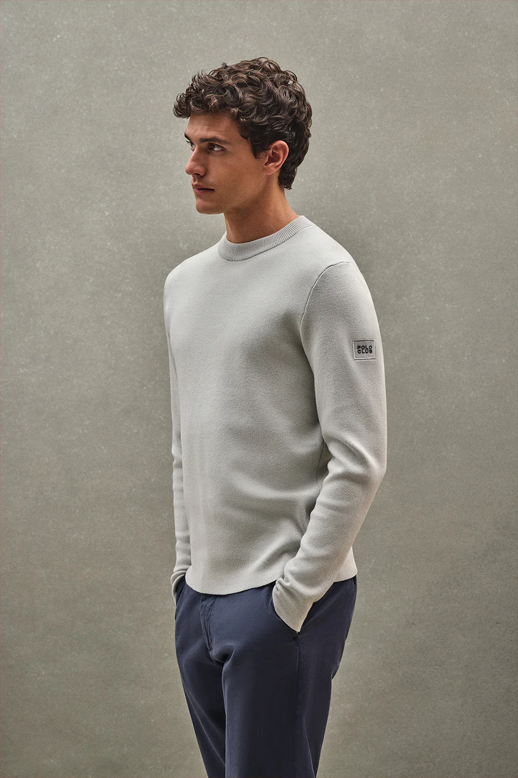 Jersey gris claro de punto algodón con parche Polo Club - Image 4